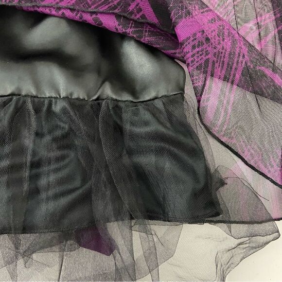 NWT Purple Black Mesh Babydoll Dress Whimsigoth Y2K Tie Waist Vamp Fairy Grunge - Picture 13 of 14